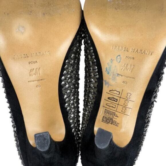 ISABEL MARANT X H&M Suede Studded Pumps Rivets Sz 8.5 Genuine Leather - Picture 6 of 6